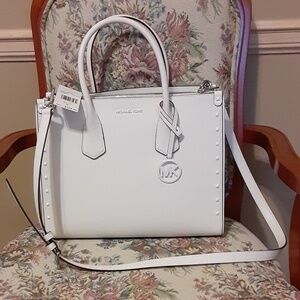 Michael Kors Maple Optic White Large  Leather Satchel